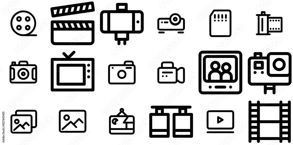 Set Of Linear Camera Accessories Icons Silhouette Vector Logo Design Containing Image,Camera,Photo,Video,Film Vector Icon Set Linear Pictogram Pack Set Of Linear Camera Accessories Icons Silhouette Vector Logo Design Containing Image,Camera,Photo,Video,Film Vector Icon Set Linear Pictogram Pack