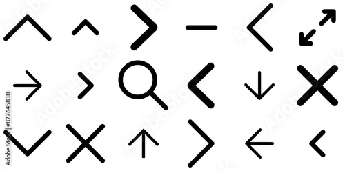 Set Of Linear Bubbly Lined Icons Silhouette Vector Logo Design Containing Arrow,Right,Left,Chevron,Chevron-Left Set Vector Flat Line Icons