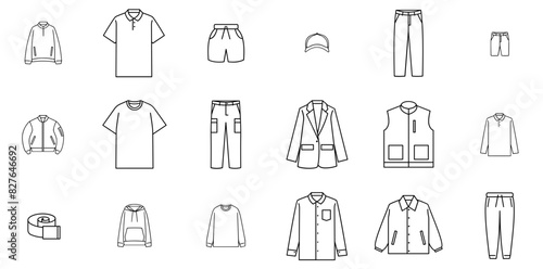Set Of Apparel Vector Symbols Apps, Websites Ui Designs Suitable For Fashion,Shirt,Pants,Clothing,Apparel Vector Icon Set Linear Pictogram Pack