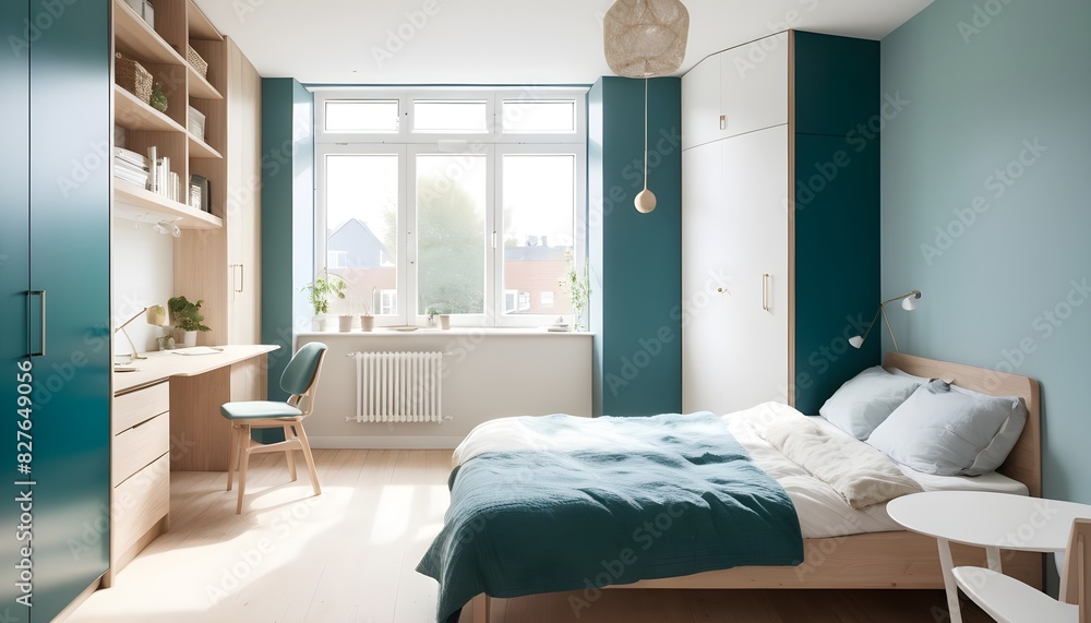 Fototapeta premium Scandinavian bedroom interior design bedroom