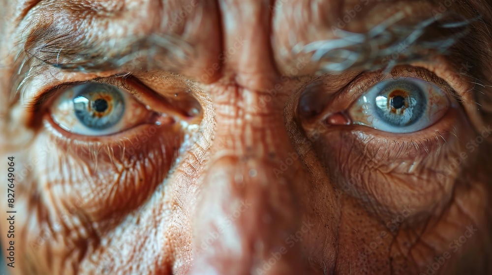 A man with blue eyes and a wrinkled face A man with blue eyes and a wrinkled face
