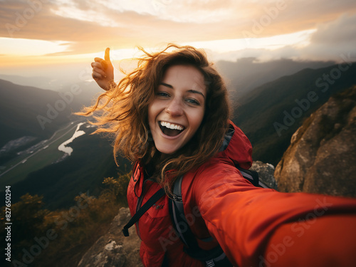 Experience the wonder of nature through a traveler's mountain selfie photo