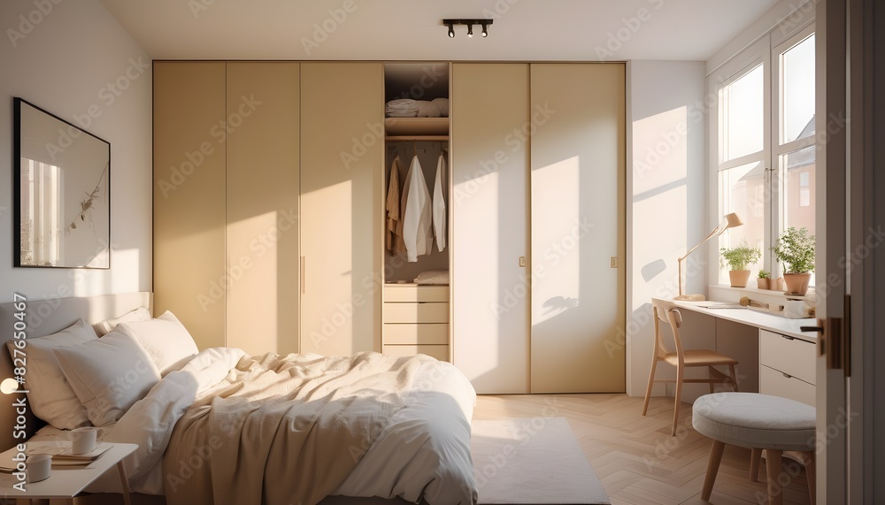 Fototapeta premium Scandinavian bedroom interior design bedroom