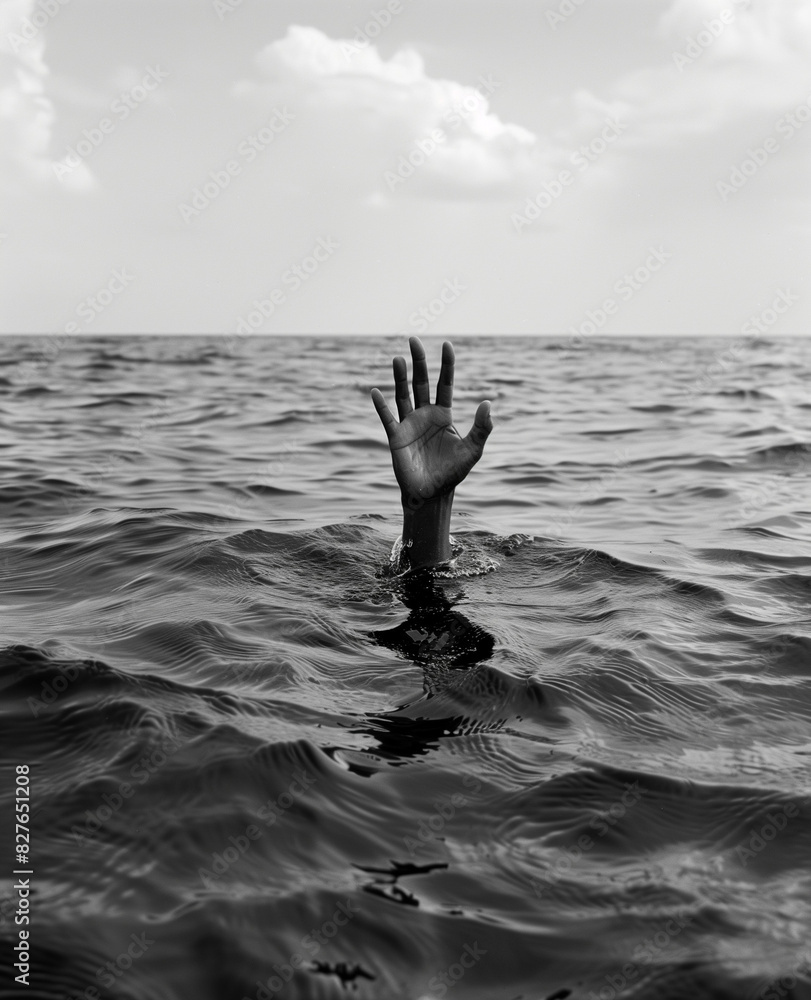 Fototapeta premium Hand above the water surface.Minimal creative sport concept