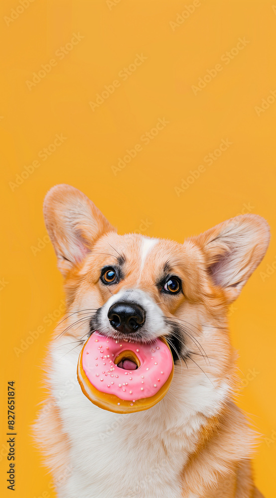 dog with donuts.Minimal creative food concept.