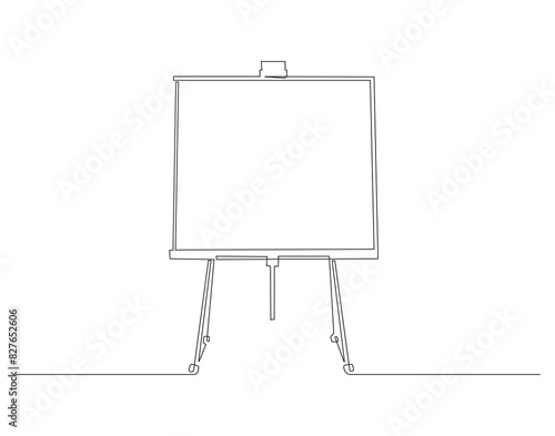 Continuous one line drawing of standing whiteboard. One line drawing illustration of whiteboard for explaining. Presentation for work concept continuous line art. Editable outline.