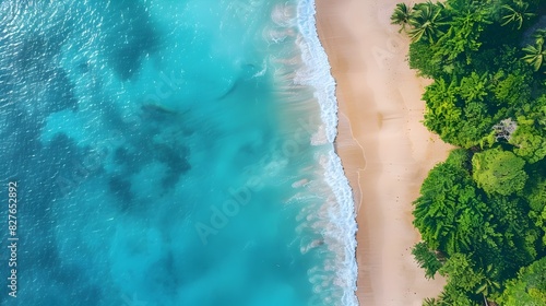 Turquoise Waters and Golden Sands: A Tropical Beach Paradise from Above © pkproject