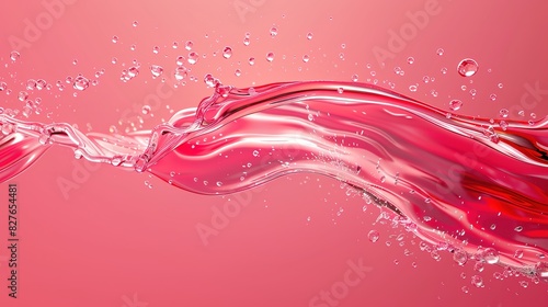 Elegant pink liquid splash of dynamic motion on soft background