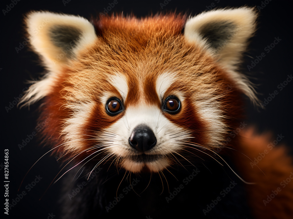 The red panda, Ailurus fulgens, mesmerizes in its portrait The red panda, Ailurus fulgens, mesmerizes in its portrait