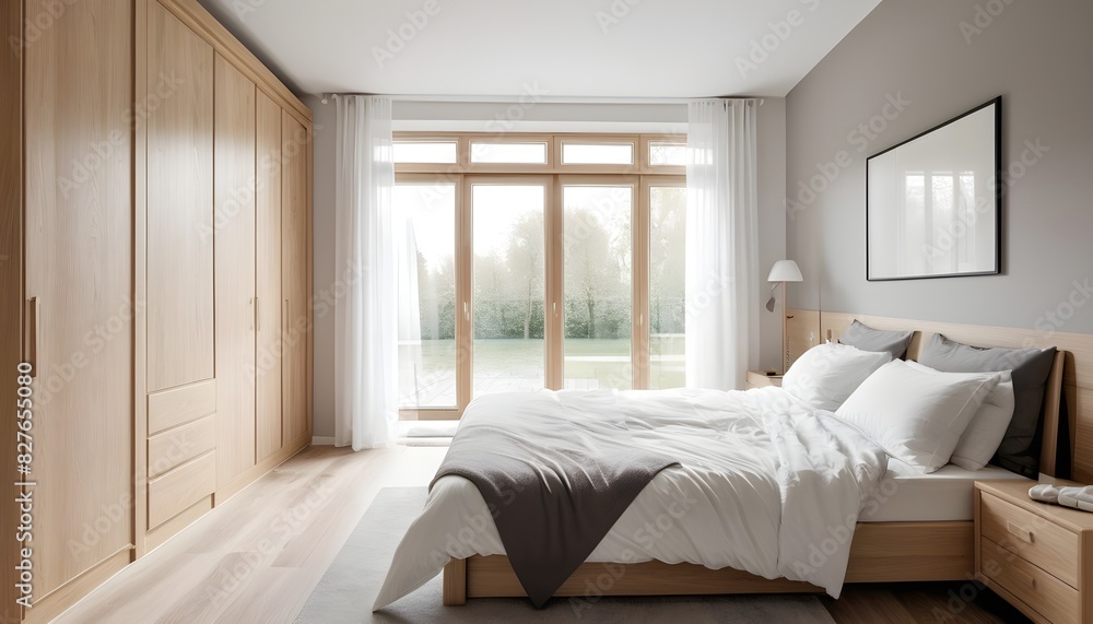 Fototapeta premium Scandinavian bedroom interior design bedroom