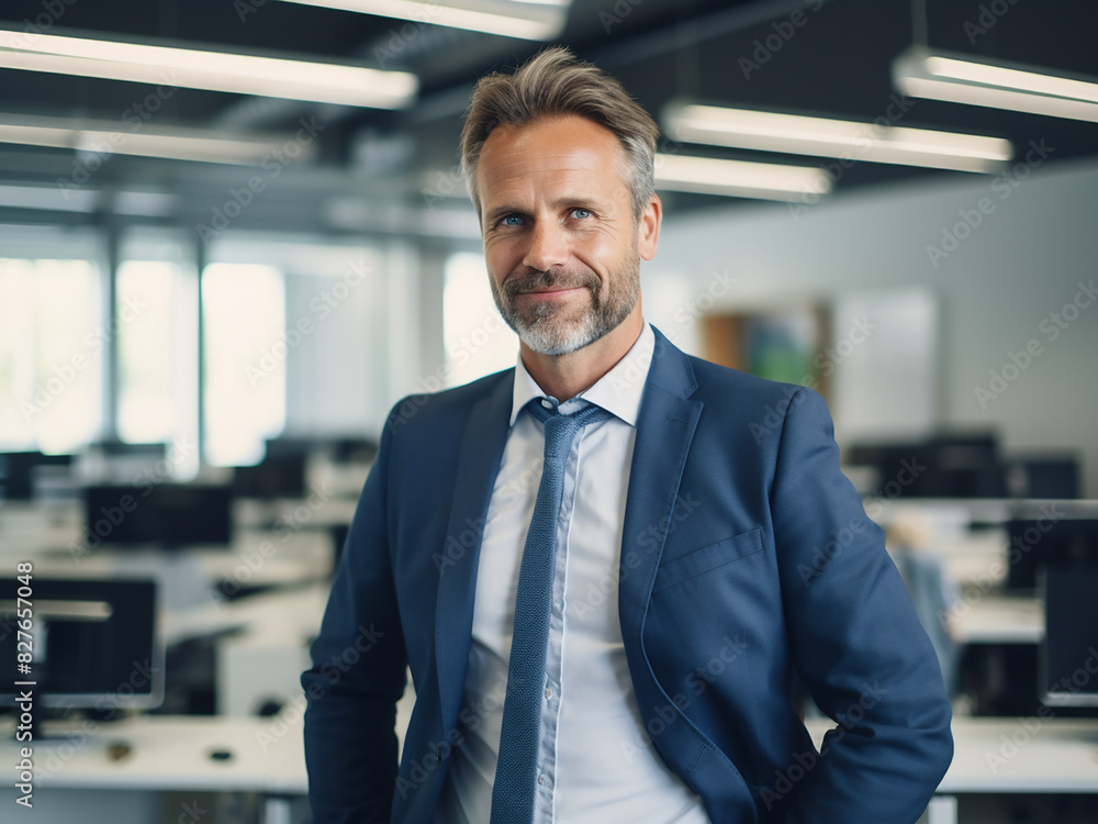 Cheerful man radiates positivity in his office space Cheerful man radiates positivity in his office space
