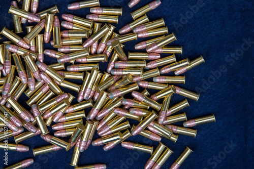 bullets on black background, top view