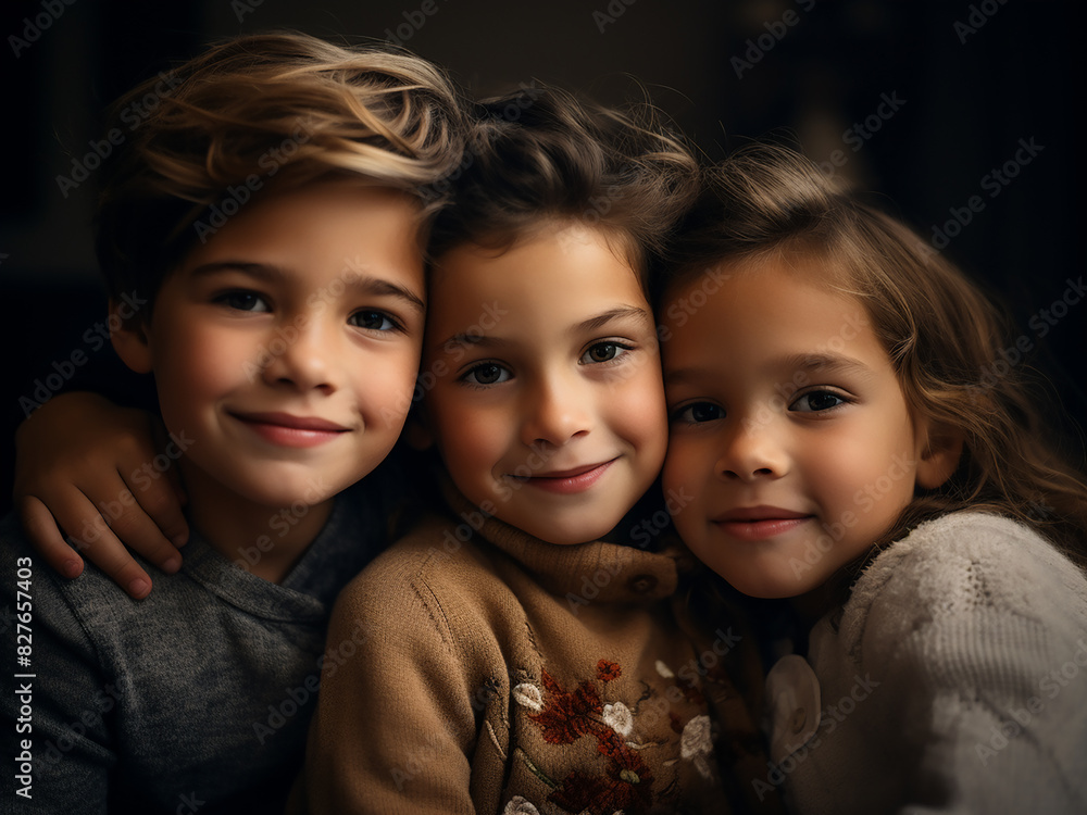 Indoor portrait cute siblings radiate love and joy Indoor portrait cute siblings radiate love and joy