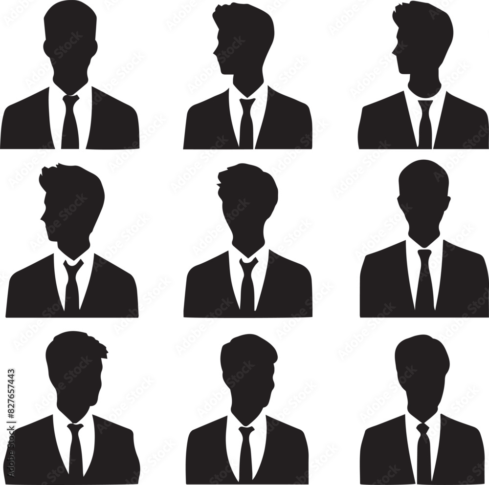 Professional Businessman Avatar Profile Silhouette Vector Set Professional Businessman Avatar Profile Silhouette Vector Set