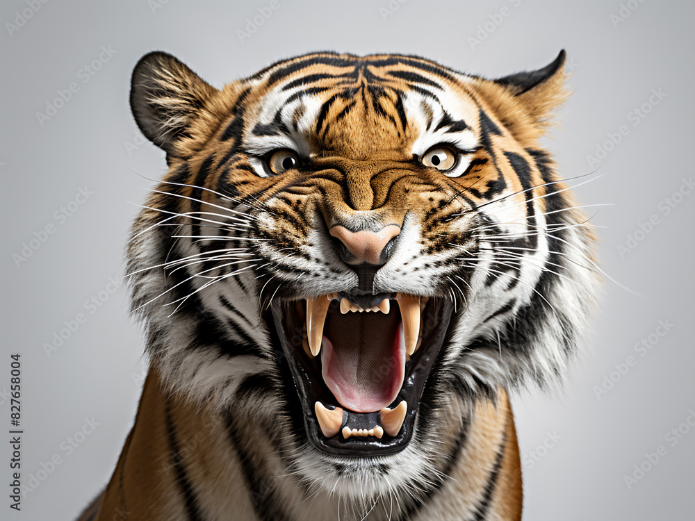 Fototapeta premium Close-up of tiger displaying wide-open mouth