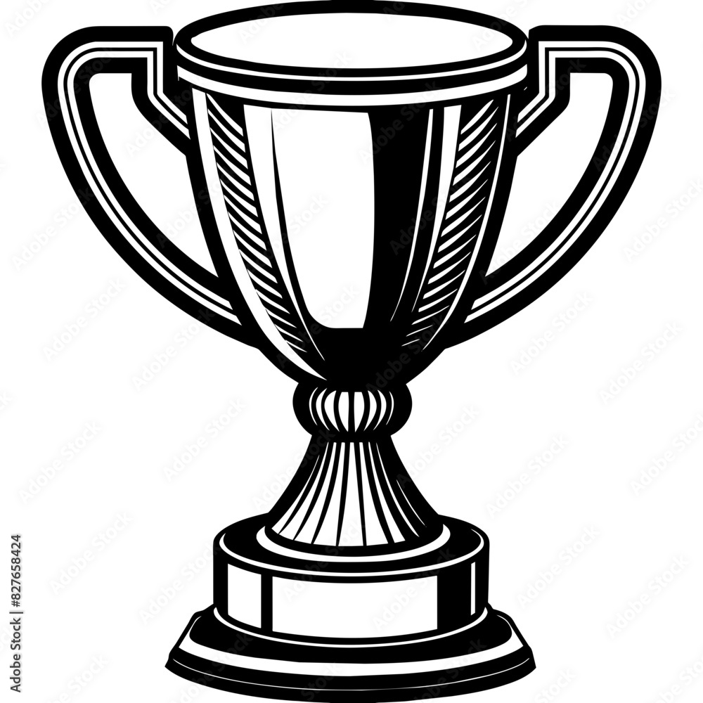 black and white vector icon of a sports trophy cup, illustration black and white vector icon of a sports trophy cup, illustration