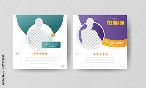 Customer feedback testimonial social media post or client experience instagram post banner template