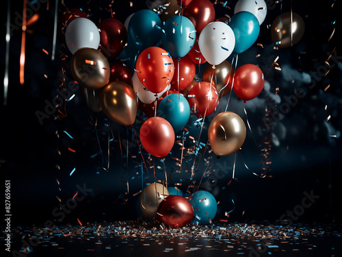 New Year's party backdrop colorful balloons photo