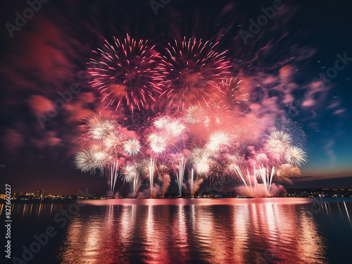 Spectacular fireworks grace the skyline of Thailand for New Year and Christmas photo