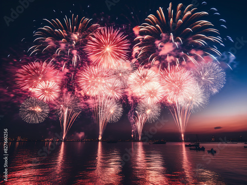 Merry Christmas and Happy New Year are celebrated in Thailand with magnificent fireworks photo