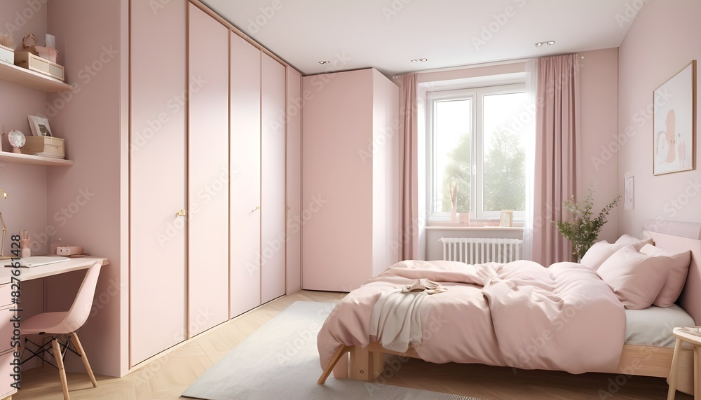 Fototapeta premium Scandinavian bedroom interior design bedroom