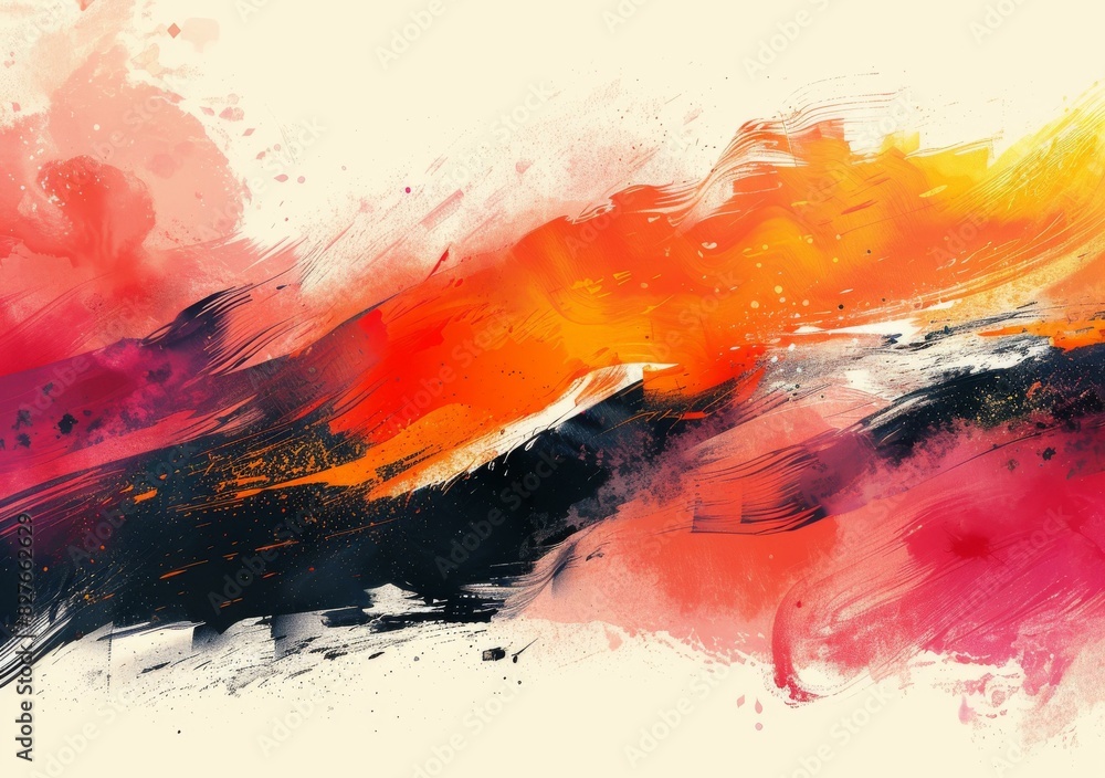 Abstract Painting in Red and Pink Acrylic on Canvas Abstract Painting in Red and Pink Acrylic on Canvas