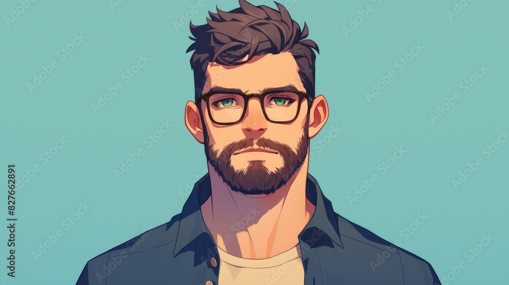 Fototapeta premium A young man sporting a bearded avatar persona