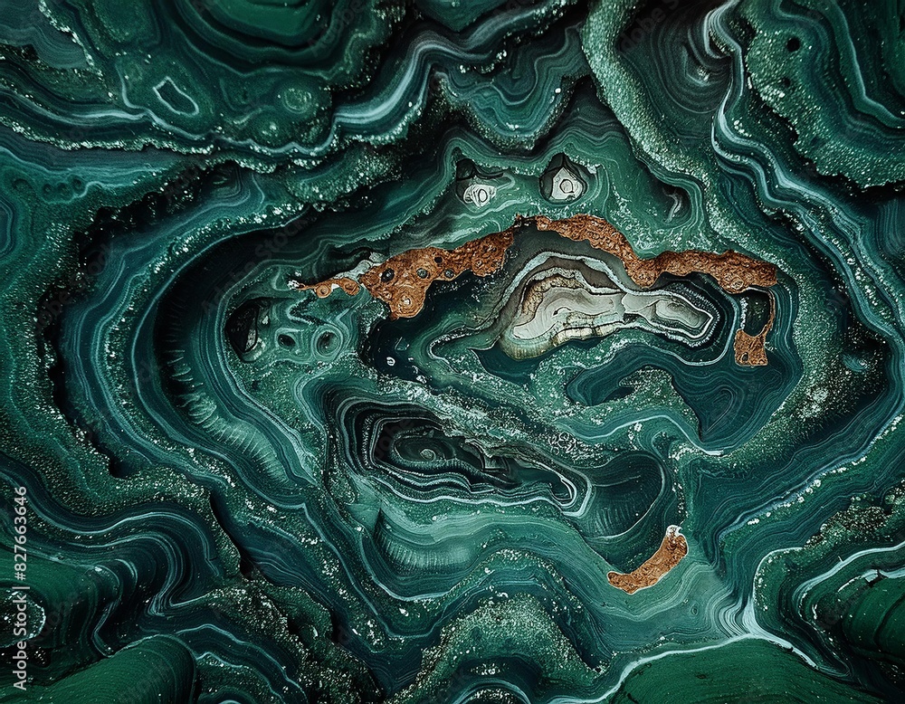 Abstract Aerial View of Green and Rust Layers in Geological Formation Abstract Aerial View of Green and Rust Layers in Geological Formation