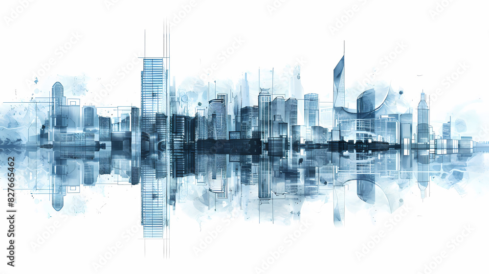 Obraz premium Concept Smart city for web page, banner, presentation, social media. Smart city concept with different icon and elements. city design technology for living.