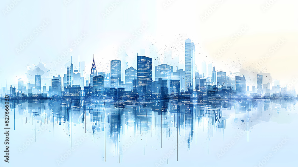Fototapeta premium Concept Smart city for web page, banner, presentation, social media. Smart city concept with different icon and elements. city design technology for living.