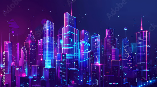 Concept Smart city for web page, banner, presentation, social media. Smart city concept with different icon and elements. city design technology for living. © ak159715