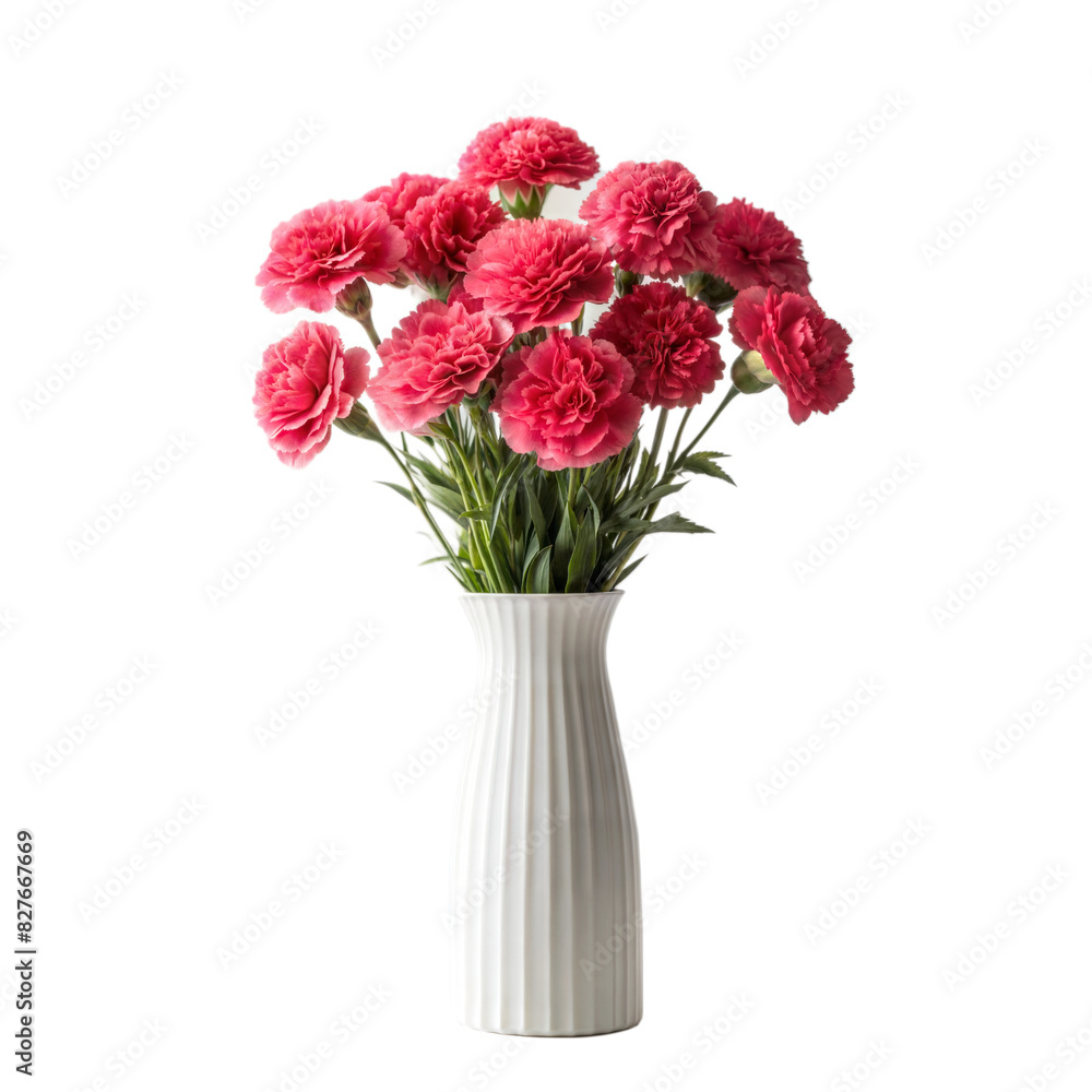 Carnation Bouquet in vase or pot isolated on white background Carnation Bouquet in vase or pot isolated on white background
