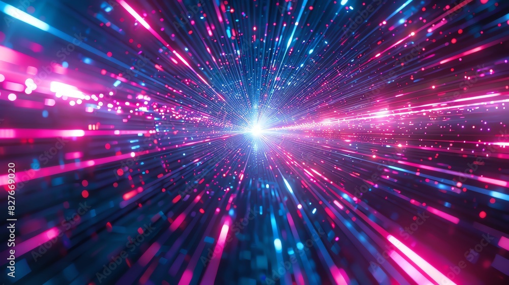 Dynamic light rays, pink and blue neon, dark setting, 3D rendering, scifi theme Dynamic light rays, pink and blue neon, dark setting, 3D rendering, scifi theme