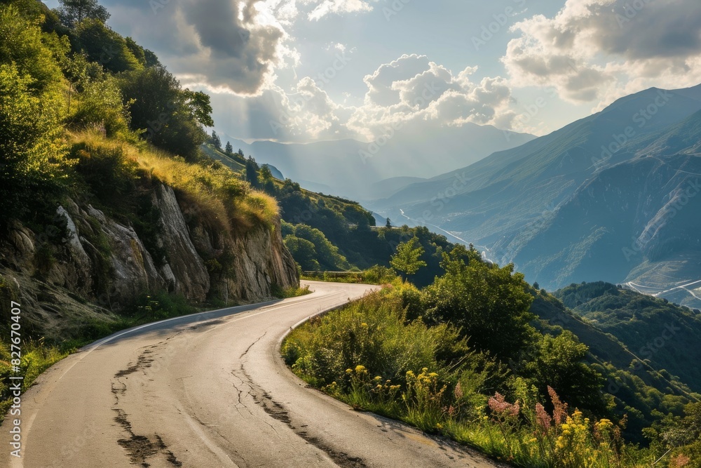 A winding road in the mountains, beautiful mountains Ai generated A winding road in the mountains, beautiful mountains Ai generated