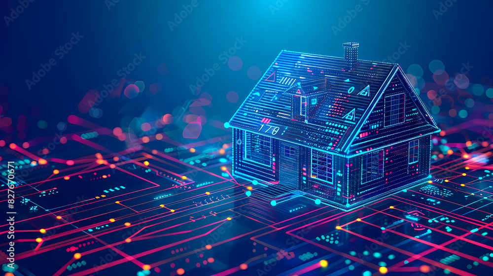 Home automation system concept.Smart home control.Internet of things technology of home automation system.Internet of things (IOT) illustration with icons of house and appliances. Home automation system concept.Smart home control.Internet of things technology of home automation system.Internet of things (IOT) illustration with icons of house and appliances.