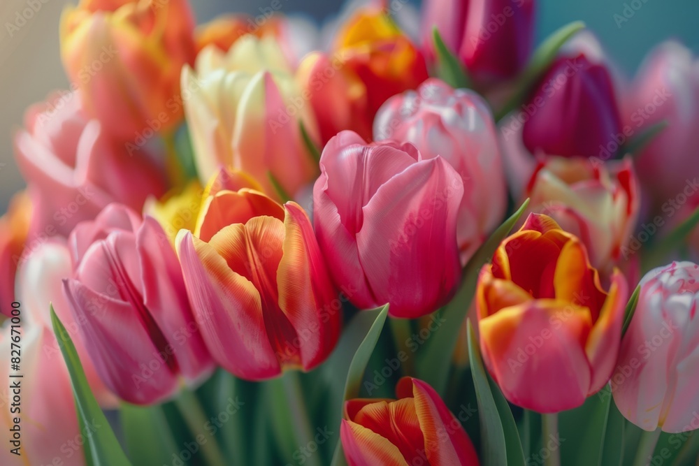 Bright and colorful close-up of tulip flowers in full bloom. Perfect for spring and garden-themed designs or backgrounds. Bright and colorful close-up of tulip flowers in full bloom. Perfect for spring and garden-themed designs or backgrounds.