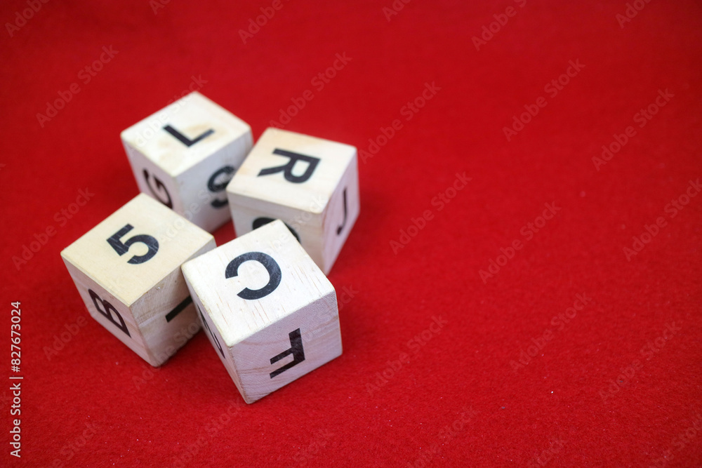 Educational stacking cube toy made of wood with numbers and letters Educational stacking cube toy made of wood with numbers and letters