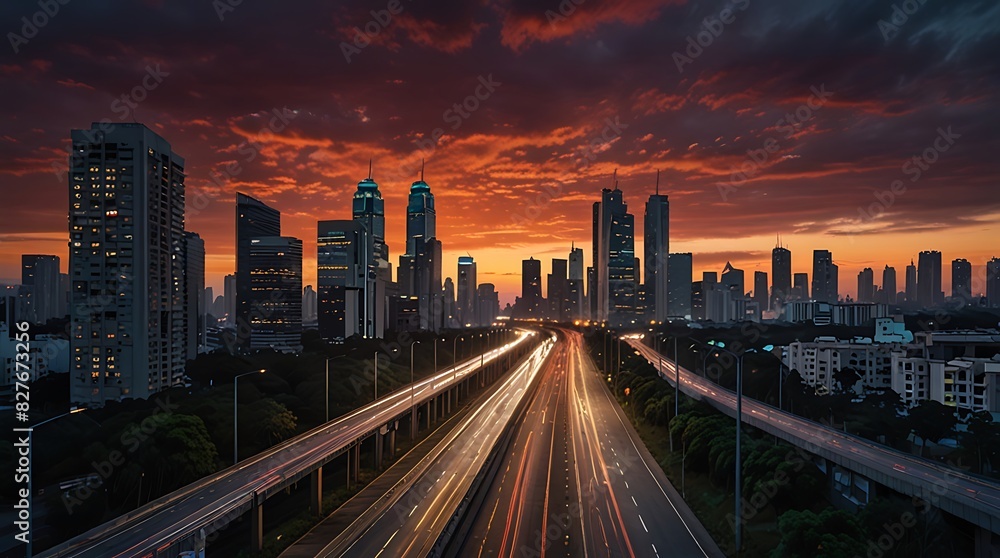 long exposure photograph of a city at night with streaks of red long exposure photograph of a city at night with streaks of red