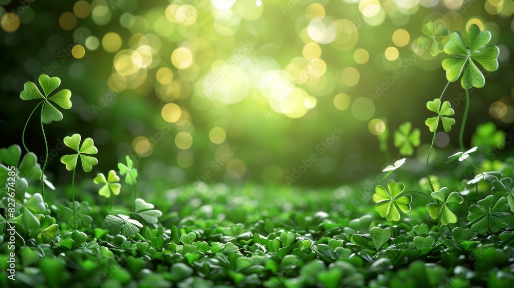 st patrick's day background green clover leaf bokeh lights defocused for st patrick's day celebration design. flat vector illustration. st patrick's day background green clover leaf bokeh lights defocused for st patrick's day celebration design. flat vector illustration.