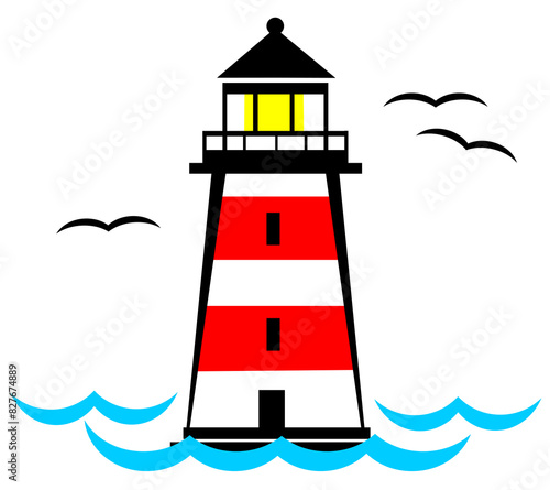Lighthouse with red stripes
