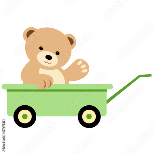 Teddy bear in a wagon