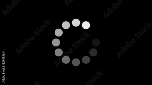 Loading circle icon animation on black background. Download Progress, Preloader Animation Web Design Template. Seamless Loop Animation in 4K 