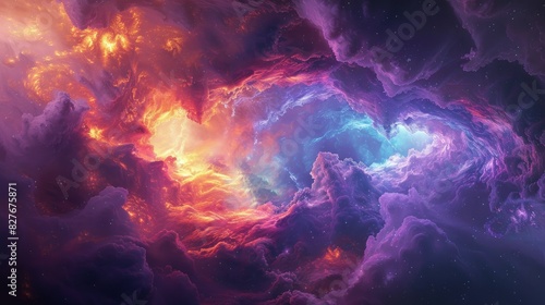 A stunning and mesmerizing abstract artwork depicting a cosmic energy cloud