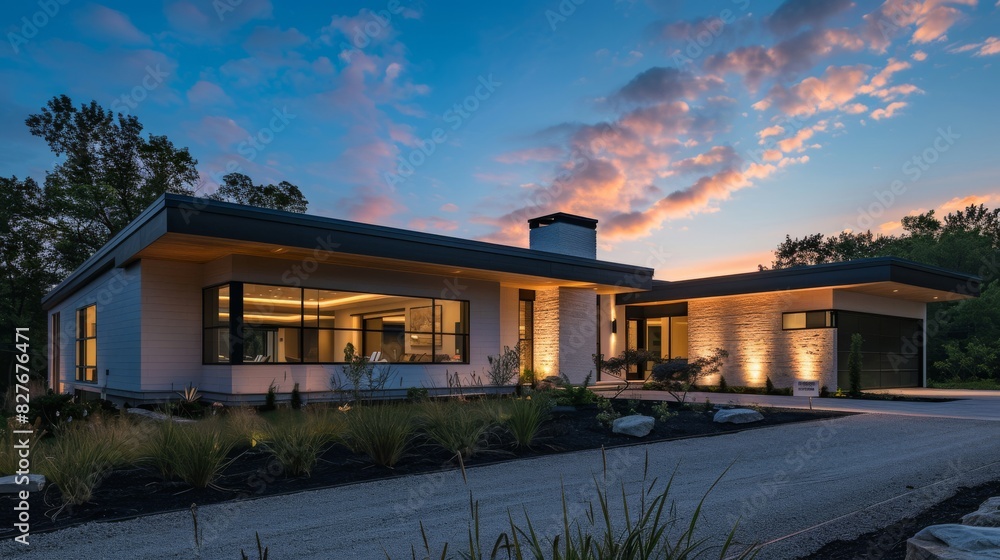 A contemporary house with sleek lines and minimalist design A contemporary house with sleek lines and minimalist design