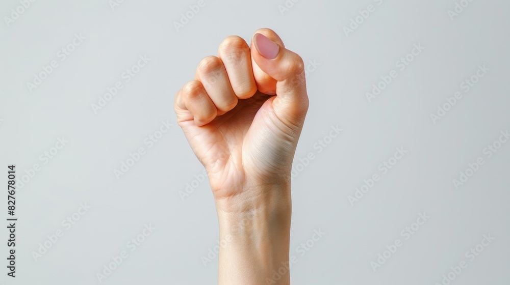 A hand is raised in the air with the fingers spread out A hand is raised in the air with the fingers spread out