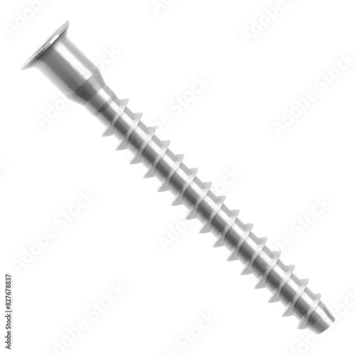 Metal screw isolated on transparent background. It is used for a screed for connecting parts made of wood. Realistic 3d Vector illustration