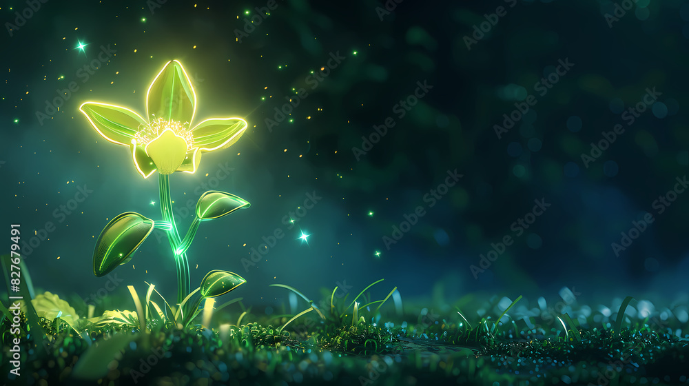 Fototapeta premium Glowing flowers in the grass