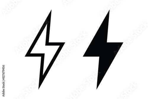 Lightning bolt icon, vector line lighter outline icon vector illustration.