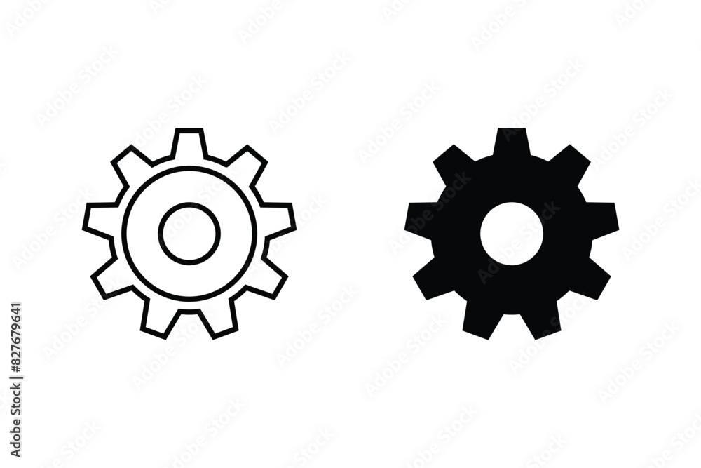Setting, control, gear, cog icon in trendy flat style design isolated on white background. icon vector in outline and solid black Setting, control, gear, cog icon in trendy flat style design isolated on white background. icon vector in outline and solid black