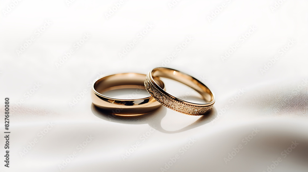 A pair of gold wedding rings. Generative AI A pair of gold wedding rings. Generative AI